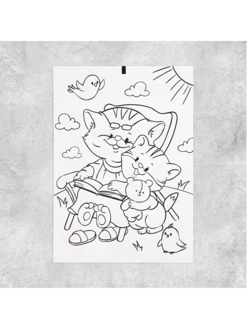 Наклейки детские «Котята», раскраска на обороте, 11×15.5 см