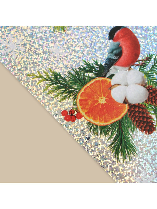 Наклейки новогодние, интерьерные «Снегири», голография 21×29.5 см