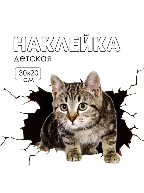 Наклейка интерьерная 3Д TAKE IT EASY «Котик», 30×20 см