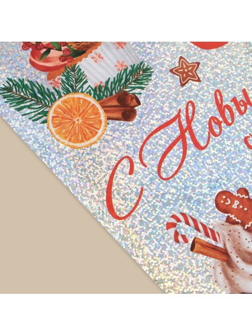 Наклейки новогодние, интерьерные «Сладости», голография 21×29.5 см
