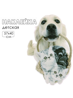 Интерьерная наклейка 3Д TAKE IT EASY «Домашние питомцы пришли», 57×40 см