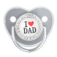 Соска - пустышка силиконовая ортодонтическая M&B «I LOVE DAD», от 6 мес., с колпачком, серый/серебро, стразы