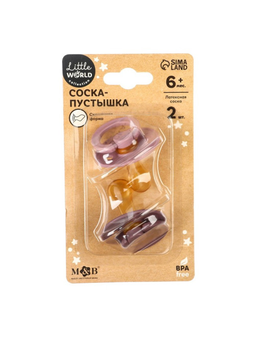 Соска-пустышка из латекса M&B, от 6 мес., ортодонтические, 2 шт.