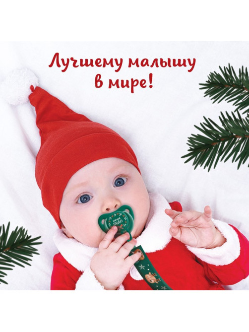 Держатель для соски - пустышки «Лесные друзья», новогодний, на ленте, Крошка Я