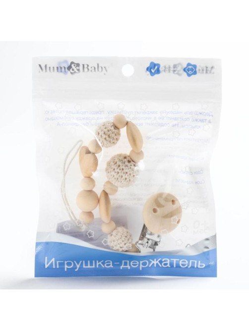 Держатель для соски - пустышки M&B «Сердце», деревянный, бежевый