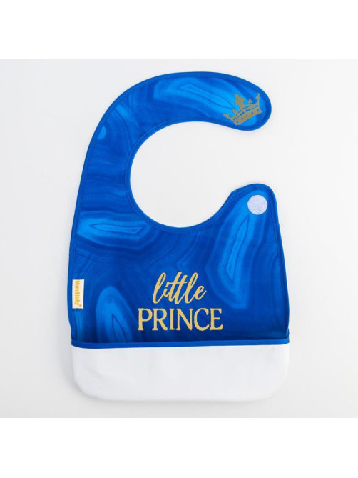 Нагрудник для кормления M&B «Little prince» непромокаемый на липучке, с карманом