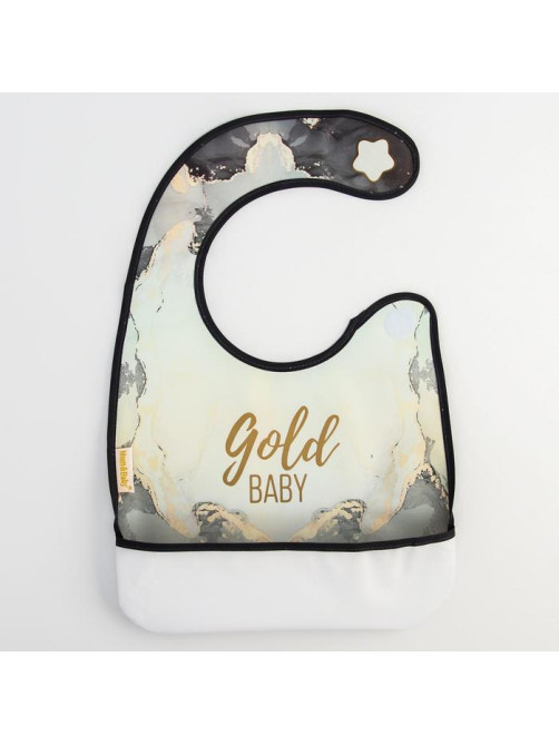 Нагрудник для кормления «Gold baby» непромокаемый на липучке, с карманом