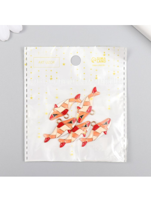 Декор для творчества металл, эмаль «Акула оранжевая», золото, 0.3×3.1×1.5 см