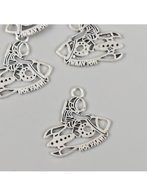 Металлический элемент, декоративная подвеска «Арт Узор. Космонавт на ракете: Поехали!», 2.3×2.5 см