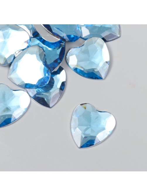 Декоративные элементы для творчества «Арт Узор. Стразы сердце. Светло-голубой», набор 30 шт., пластик, 2.5×2.5 см