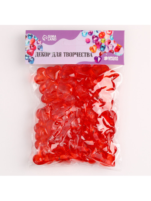Сердечки пластиковые декоративные, 100 шт., 2×2 см