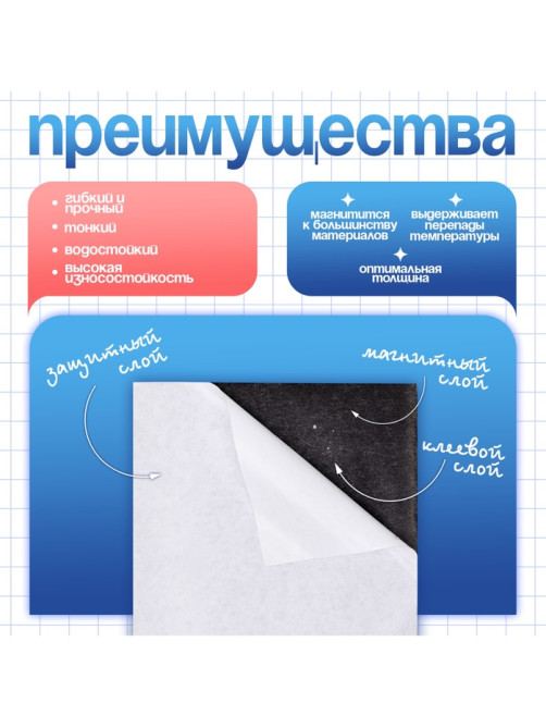 Магнитный винил, с клеевым слоем, TAKE IT EASY, толщина 0.7 мм, 100×62 см