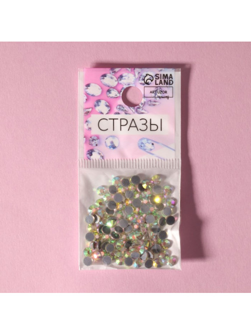 Стразы термоклеевые «Усечённый конус», с голографией, стеклянные, SS16, d=3.5 мм, 100 шт.