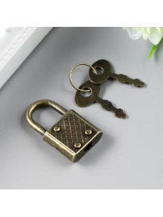 Замочек с ключиком для шкатулки, металл, набор 5 шт., бронза, 3.1×1.7 см