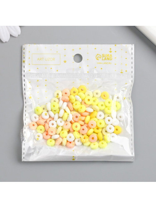 Бусины для творчества PVC «Колечки. Цитрус», набор 112 шт., 0.7×0.7×0.3 см