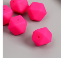 Бусина силикон «Многогранник», фуксия, d=1.7 см