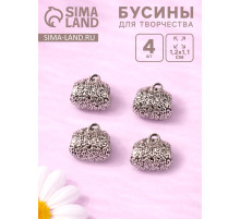 Бусина для творчества металл «Цветочная сумочка», серебро, 1.2×1.1 см