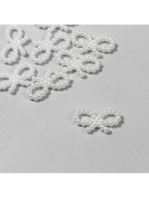 Бусины пластиковые «Жемчужный бант», 1.8×1×0.2 см, набор 10 г, белые