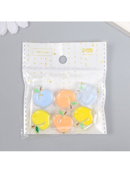 Бусина пластик «Летний бриз. Персик с листиками», глянец, 1.8×2.8×0.9 см, МИКС
