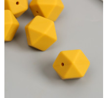 Бусина силикон «Многогранник», горчица, d=1.7 см