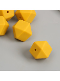Бусина силикон «Многогранник», горчица, d=1.7 см