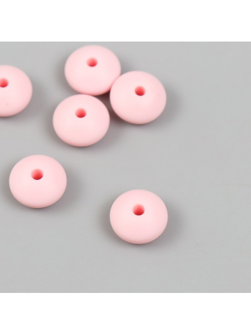 Бусина силикон «Сплющенная», розовая лаванда, d=1.2 см