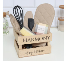 Кухонный набор «Этель» Harmony: варежка-прихватка, прихватка, лопатка, венчик, губка