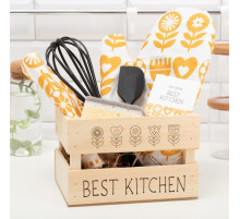 Кухонный набор «Этель» Best kitchen: полотенце, варежка-прихватка, лопатка, венчик, губка