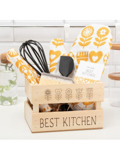Кухонный набор «Этель» Best kitchen: полотенце, варежка-прихватка, лопатка, венчик, губка