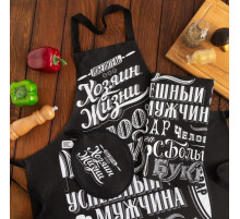 Кухонный набор 3 пр. «Доляна. 100% Мужик»: фартук 70×60 см, прихватка 20×20 см, полотенце 35×60 см
