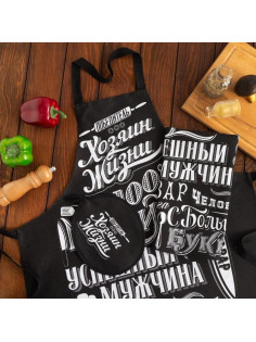 Кухонный набор 3 пр. «Доляна. 100% Мужик»: фартук 70×60 см, прихватка 20×20 см, полотенце 35×60 см