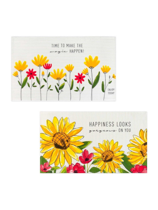 Набор полотенец кухонных «Доляна» Happiness looks, 35×60 см - 2 шт., хлопок 100%