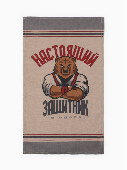 Набор полотенец кухонных «Доляна. Настоящий защитник», 35×60 см - 2 шт., рогожка, хлопок 100%, 160 г/м²