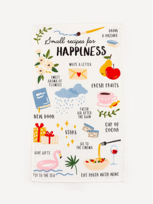 Набор кухонных полотенец «Доляна» Happiness, 35×60 см - 4 шт., 100% хлопок
