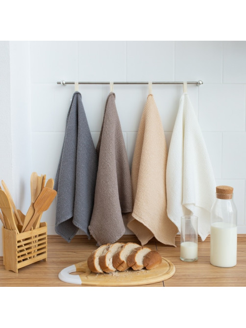 Полотенце кухонное SL HOME Linen, серое, однотонное, 38×65 см