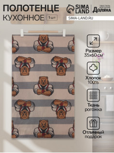 Кухонное полотенце «Доляна. Защитник», 35×60 см, рогожка, 100% хлопок, 160 г/м²