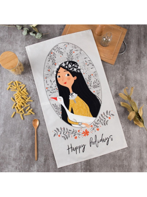 Полотенце кухонное «Этель» Happy holidays, 40×73 см, серое
