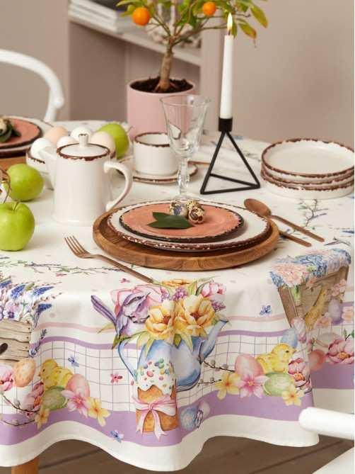 Скатерть «Этель» Spring easter, d=214 см ±3 см, 100% хлопок, саржа 190 г/м²