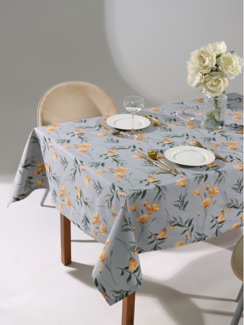 Скатерть «Этель» Yellow poppies 149×180 см, 100% хлопок, репс 210 г/м²