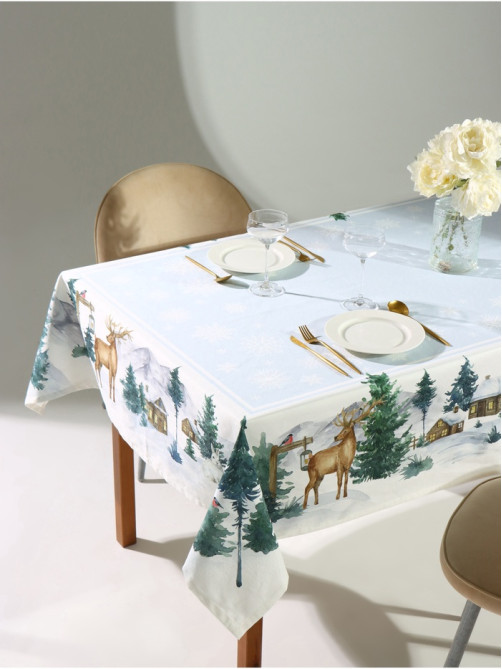 Скатерть новогодняя «Этель» Forest animals, скатерть 150×220±3 см с ГМВО, 100% хлопок, саржа 190 г/м²