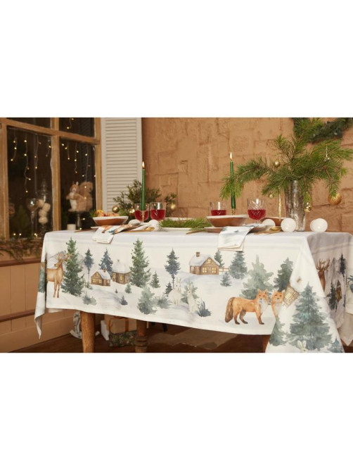 Скатерть новогодняя «Этель» Forest animals, 150×180 ±2 см с ГМВО, 100% хлопок, саржа 190 г/м²