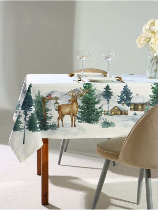Скатерть новогодняя «Этель» Forest animals, скатерть 150×220±3 см с ГМВО, 100% хлопок, саржа 190 г/м²
