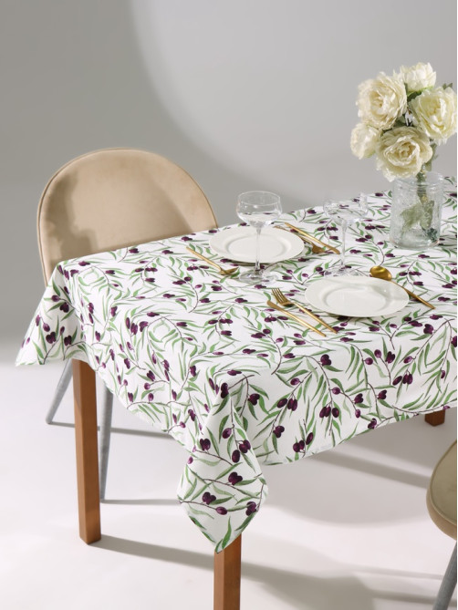 Скатерть «Доляна» Olives 149×250 см, 100% хлопок, рогожка 164 г/м²