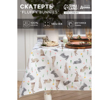 Скатерть пасхальная «Доляна» Fluffy bunnies, 180×144 см, 100% хлопок, 164 г/м²