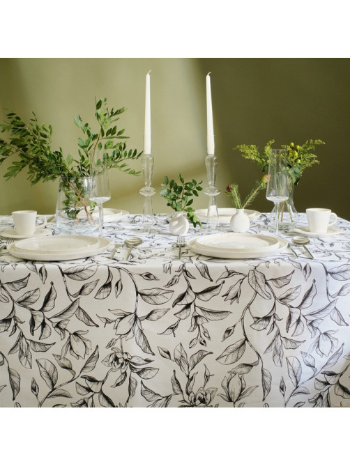 Скатерть «Доляна» Plant leaves, 146×110 см, 100% хлопок, рогожка 164 г/м²