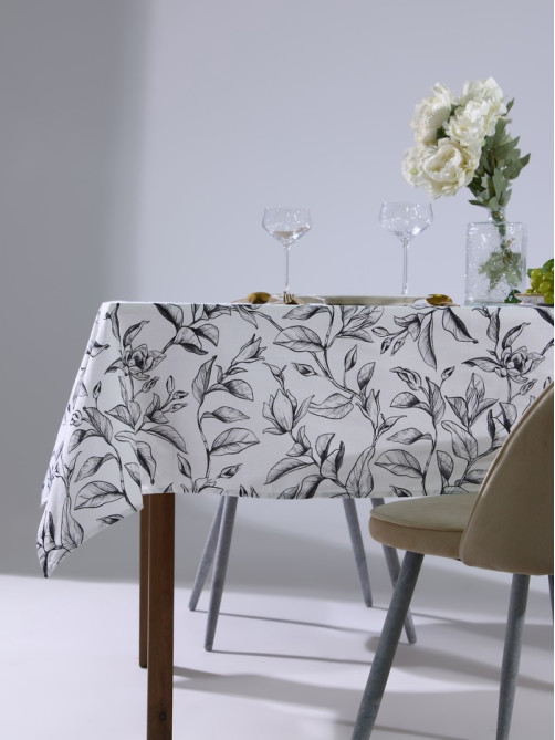 Скатерть «Доляна» Plant leaves, 146×250 см, 100% хлопок, рогожка 164 г/м²