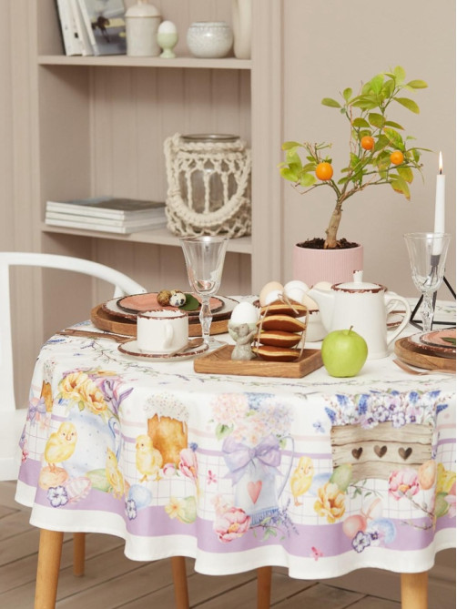 Скатерть «Этель» Spring easter, d=214 см ±3 см, 100% хлопок, саржа 190 г/м²