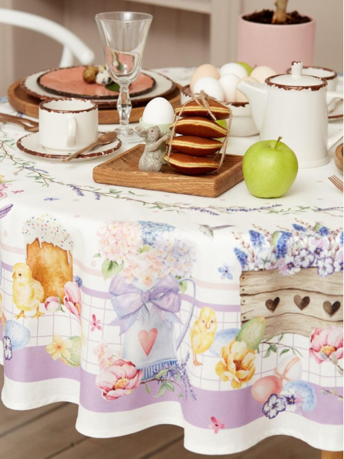 Скатерть «Этель» Spring easter, d=214 см ±3 см, 100% хлопок, саржа 190 г/м²