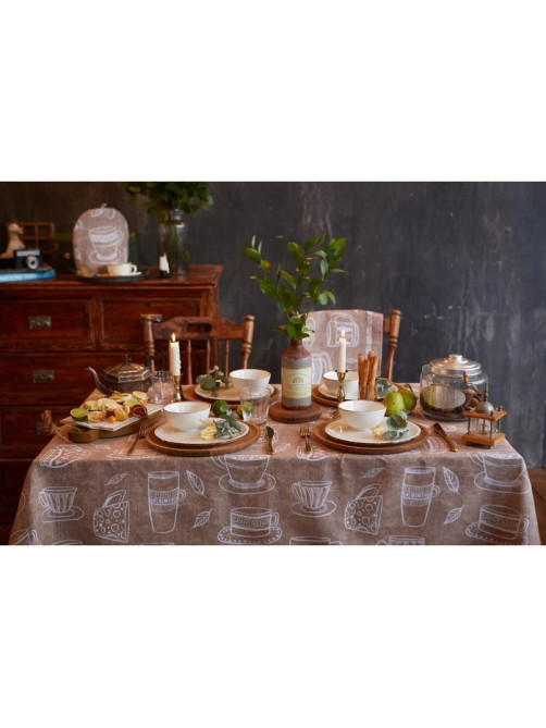 Скатерть «Доляна» Cup of tea, 180×144 см, 100% хлопок, 164 г/м²