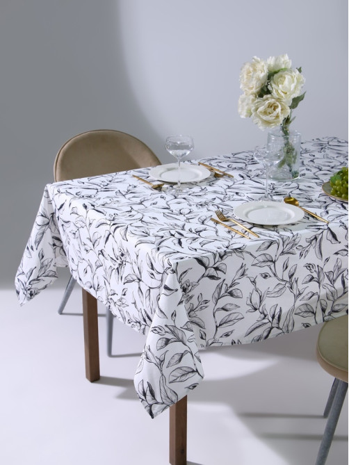Скатерть «Доляна» Plant leaves, 146×250 см, 100% хлопок, рогожка 164 г/м²